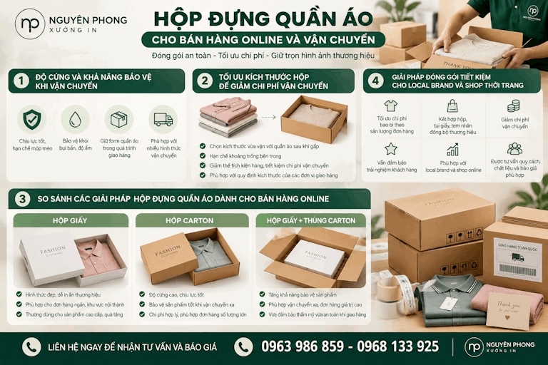 Một số loại in hộp đựng quần áo phù hợp cho bán online